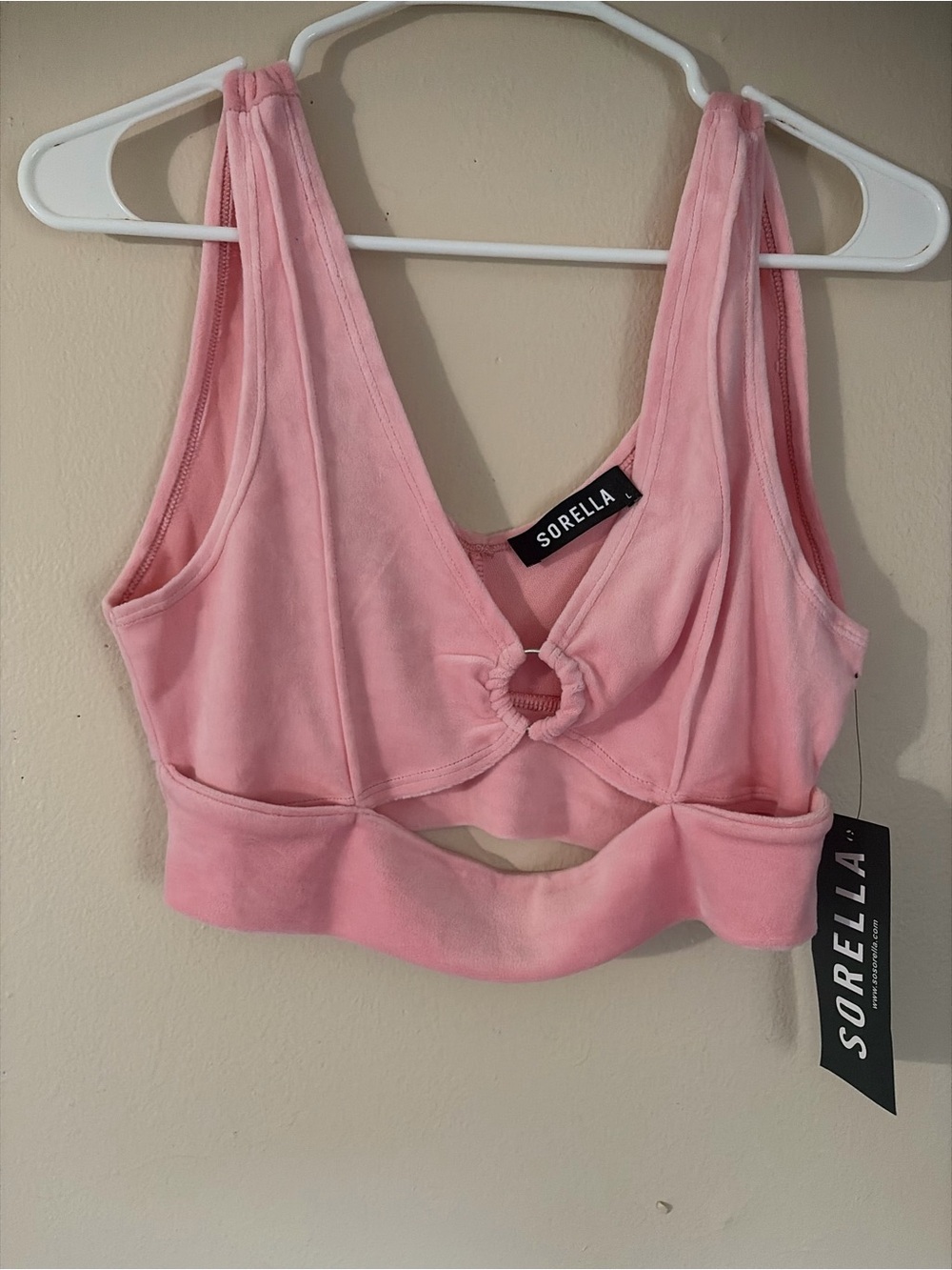 Sorella Pink Halter Crop Camisole with Ring Detail
